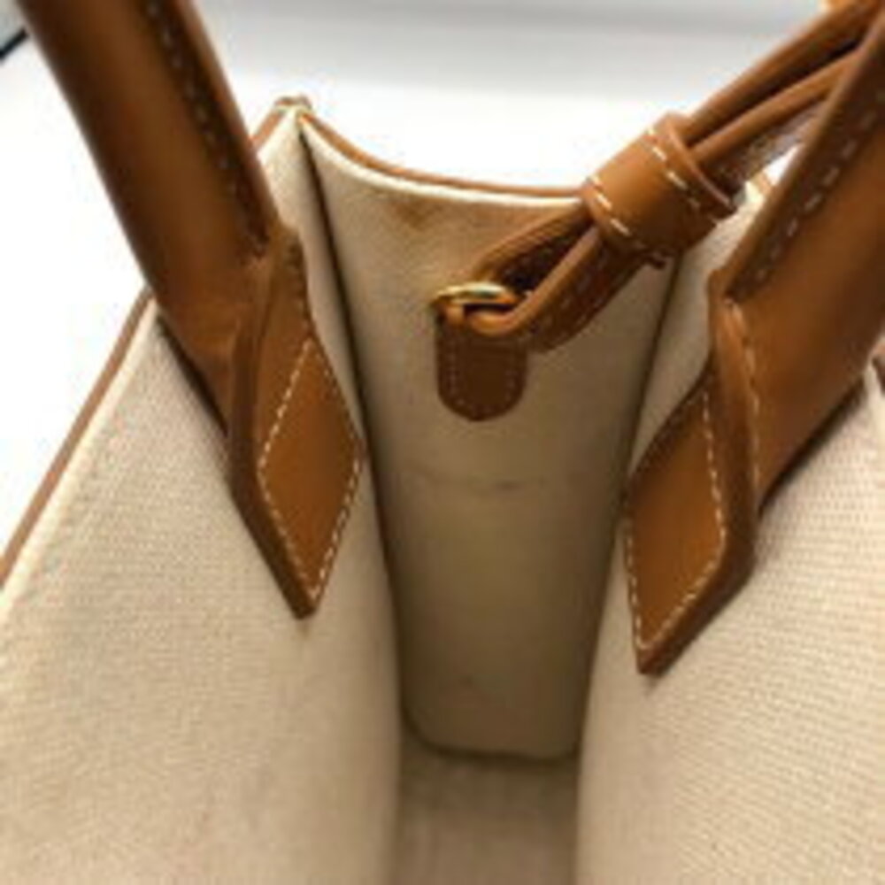Celine Bag Canvas Tan Partial Shoulder Cabas Calfskin - Picture 5 of 11
